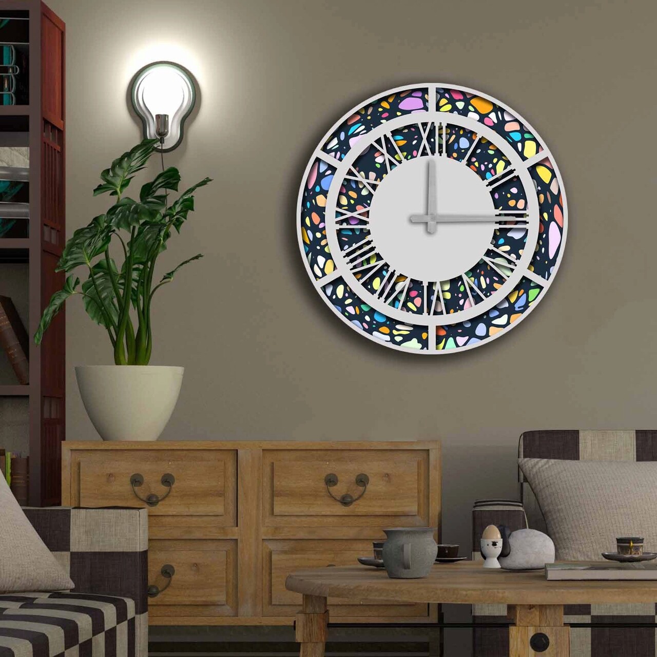 Ceas de perete, 5050MS-052, ø50 cm, Multicolor - imagine 3